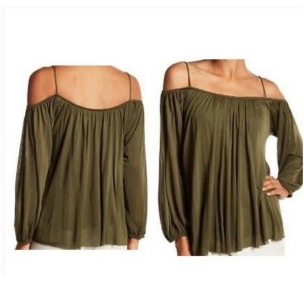 Anthropologie Bailey 44 Cold Shoulder Olive Green Blouse